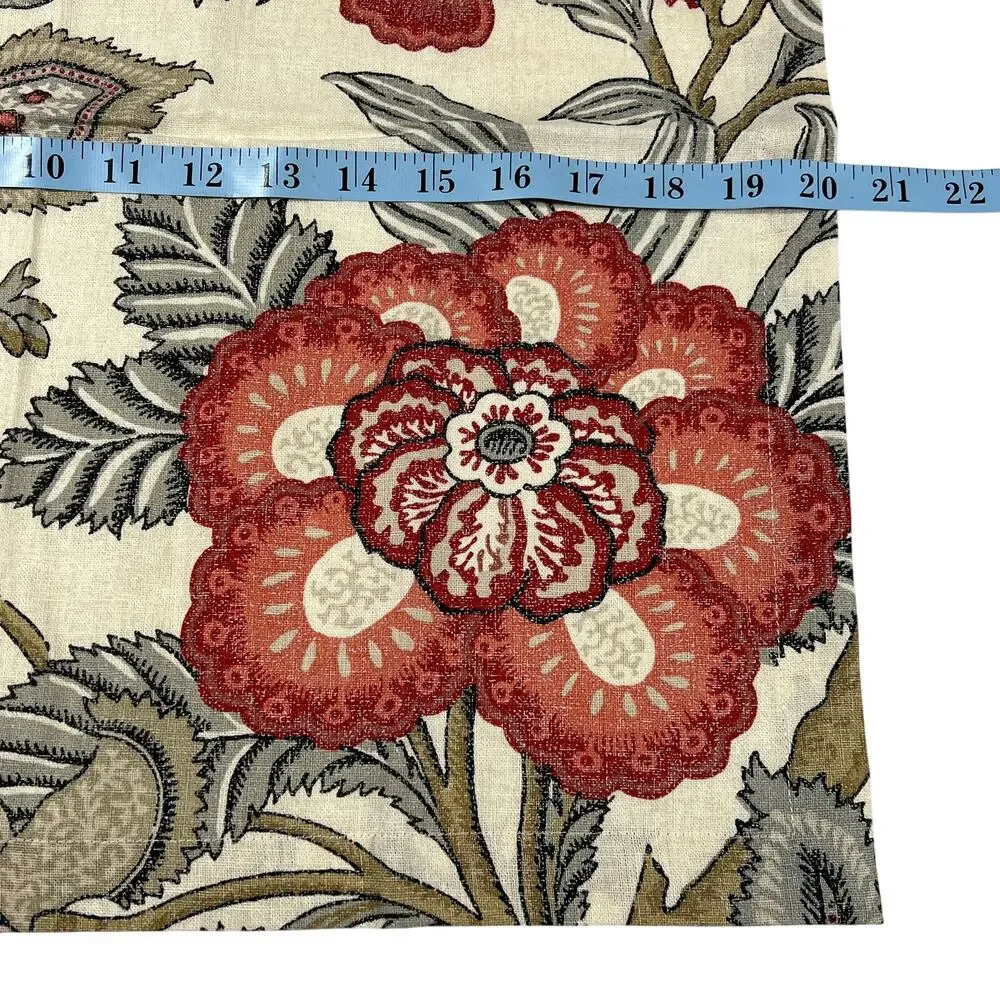POTTERY BARN Floral Napkins Set of 4 Linen Cotton Red Gray Botanical 20x20
